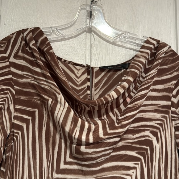 BCBG Maxazria 100% Silk Cream & Tan Dress - Picture 5 of 10